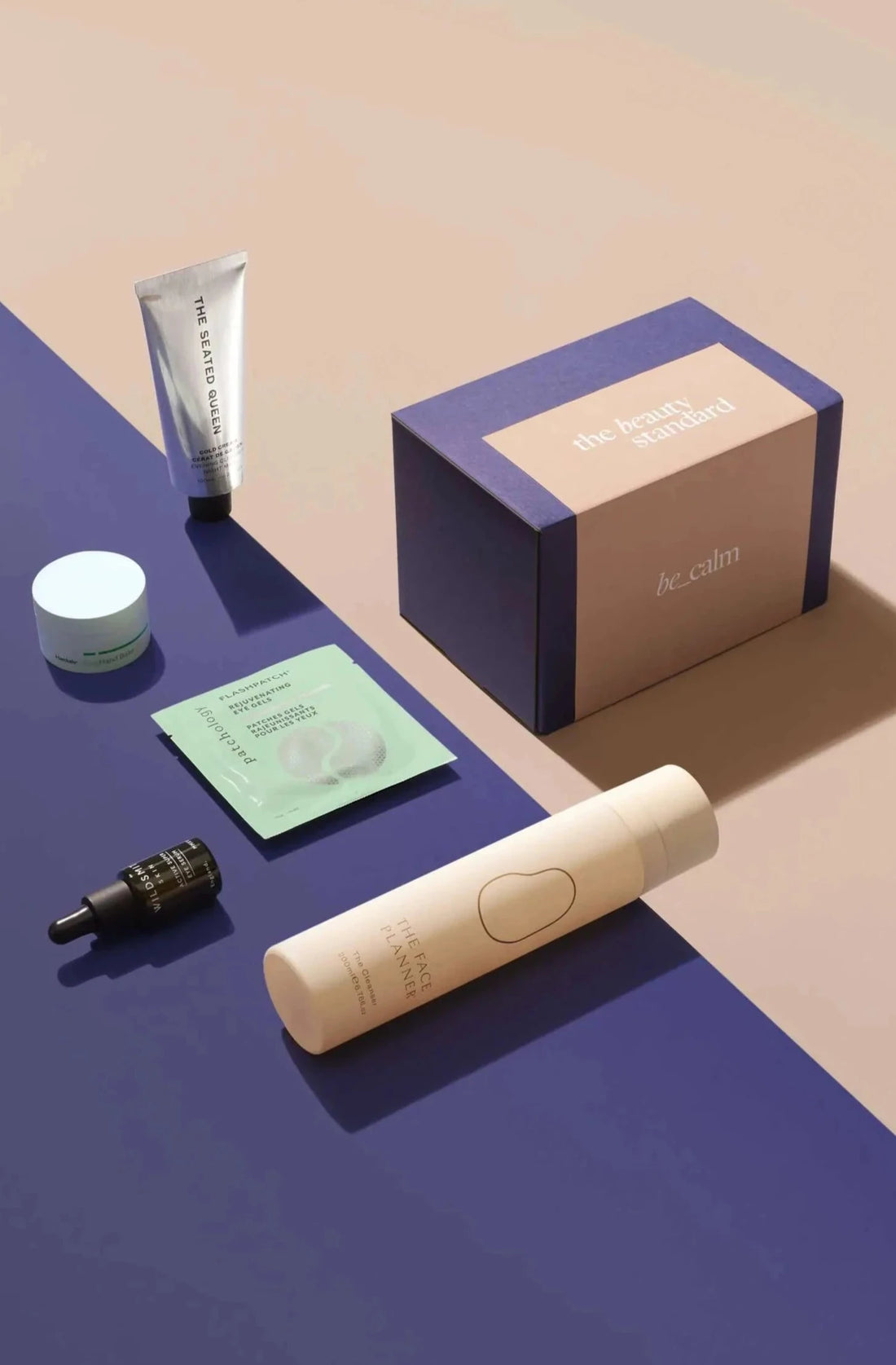 The be_calm beauty box by The Beauty Standard: an edit of soothing, luxe beauty products from Haeckles, Wildsmith, The Face Planner, The Seated Queen and Patchology.