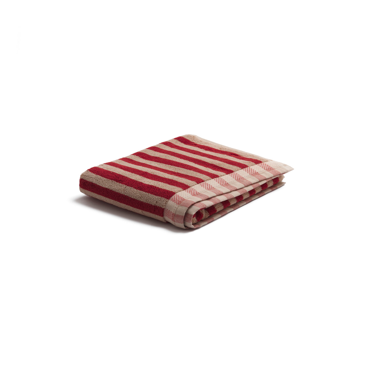 Picture of Piglet in bed pembroke stripe red and sandstone face cloth